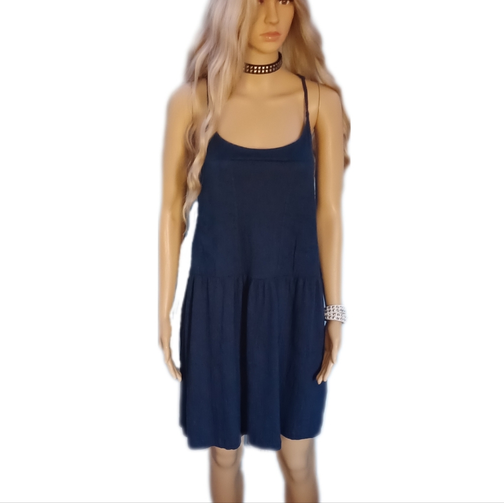 NEW Roxy XL navy blue drop waist tank dress